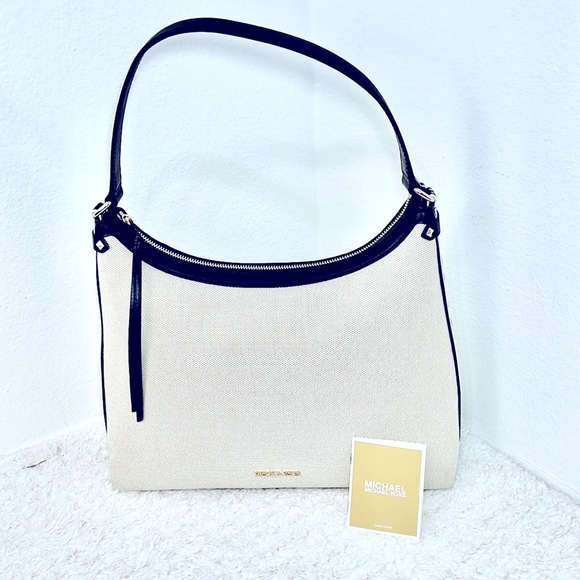 Michael Kors Maeve Hobo Cream and Black Shoulder Bag - Picture 2 of 14